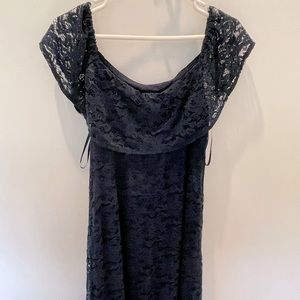 Navy lace maternity dress